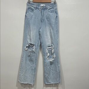 VERVET BY FLYING MONKEY Light Wash High Rise Wide Leg Boyfriend Jeans